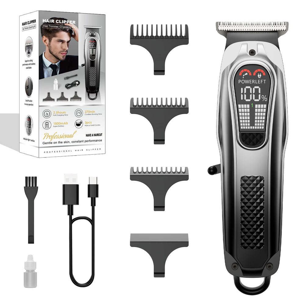 popular hairdressing set electric clipper digital display type-c rechargeable electric clipper engraving hairdressing scissors for home use