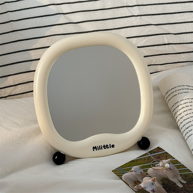 【sweet potato's pick】cosmetic mirror - portable folding makeup mirror with plastic storage, perfect for home, dorm, or office