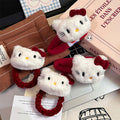 Cute plush kitty hair clip angora red bow hair tie bangs clip cartoon bb clip hair accessories for women