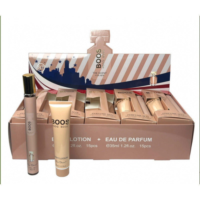 luxury perfume sample 35ml body lotion two-piece set, popular arabian women's perfume gift set