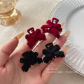 Fall and winter flocking bow princess head clip 2024 new forehead bangs broken hair clip half-tied side hair accessories for women