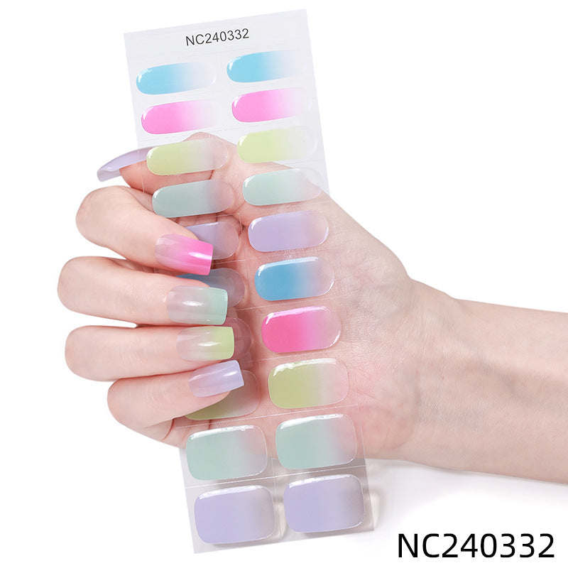 Zhengxiang custom gel nail stickers - icy sheer, cross-border, european & american style, uv curing, semi-cured nail stickers for amazon