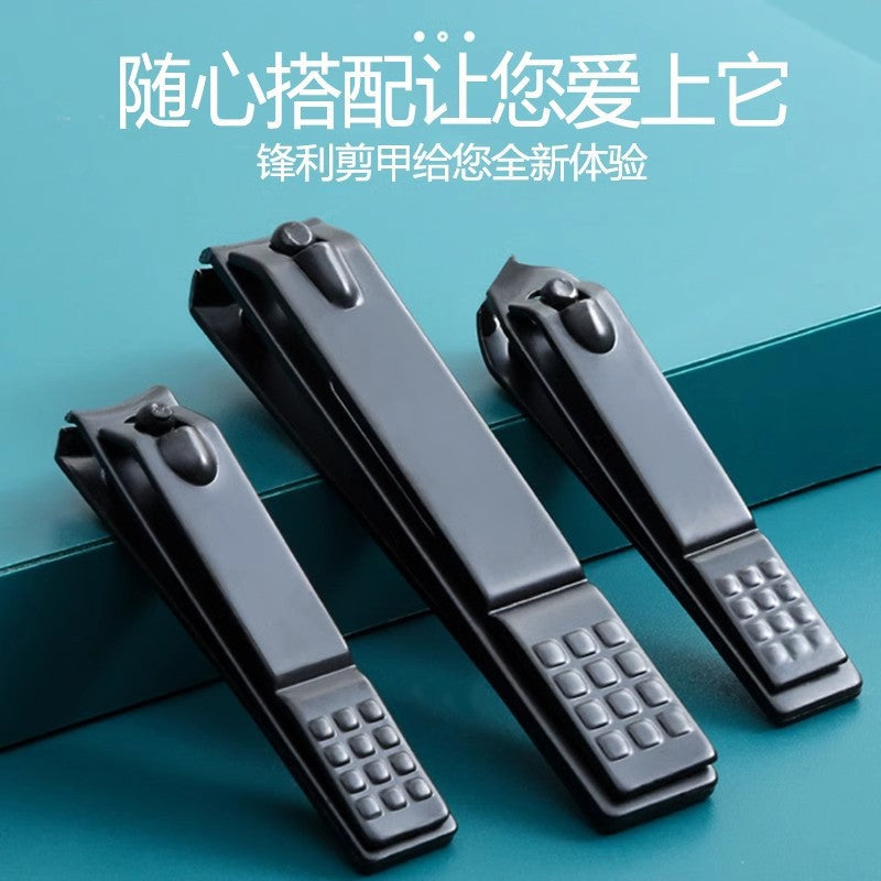 Black nail clipper 3-piece set, single nail clipper, large size flat jaw portable pliers, nail scissors angled jaw, universal for home use