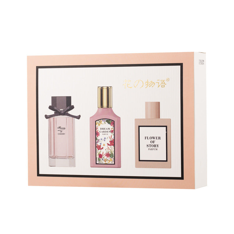 Hua yue qi meng women's orange perfume gift set - student gift three-piece set - fresh, long-lasting eau de toilette set - wholesale