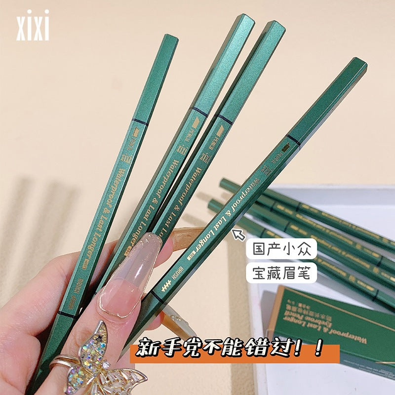 Xixi waterproof long-lasting double-ended eyebrow pencil, ultra-fine head, extremely small triangular roots, clear wild eyebrows, no smudging