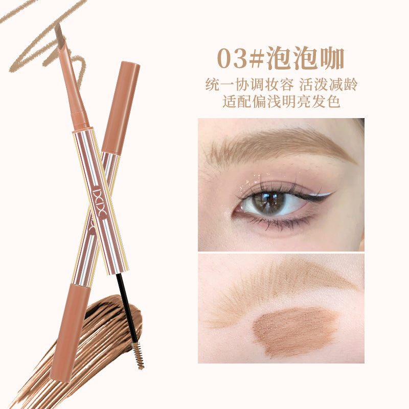 Cosmetic xixi double-ended volumizing velvet eyebrow pencil - waterproof, sweat-proof, natural 3d wild brow pen & tinted brow mascara 2-in-1