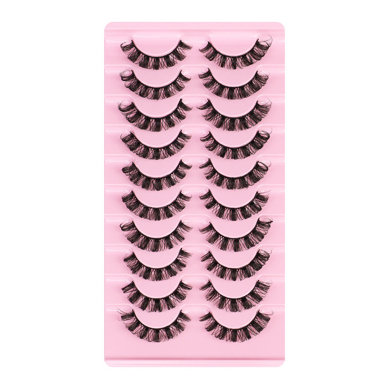 fashion style hard stem false eyelashes southeast asia 3d stereo natural half eye eyelashes flat factory wholesale
