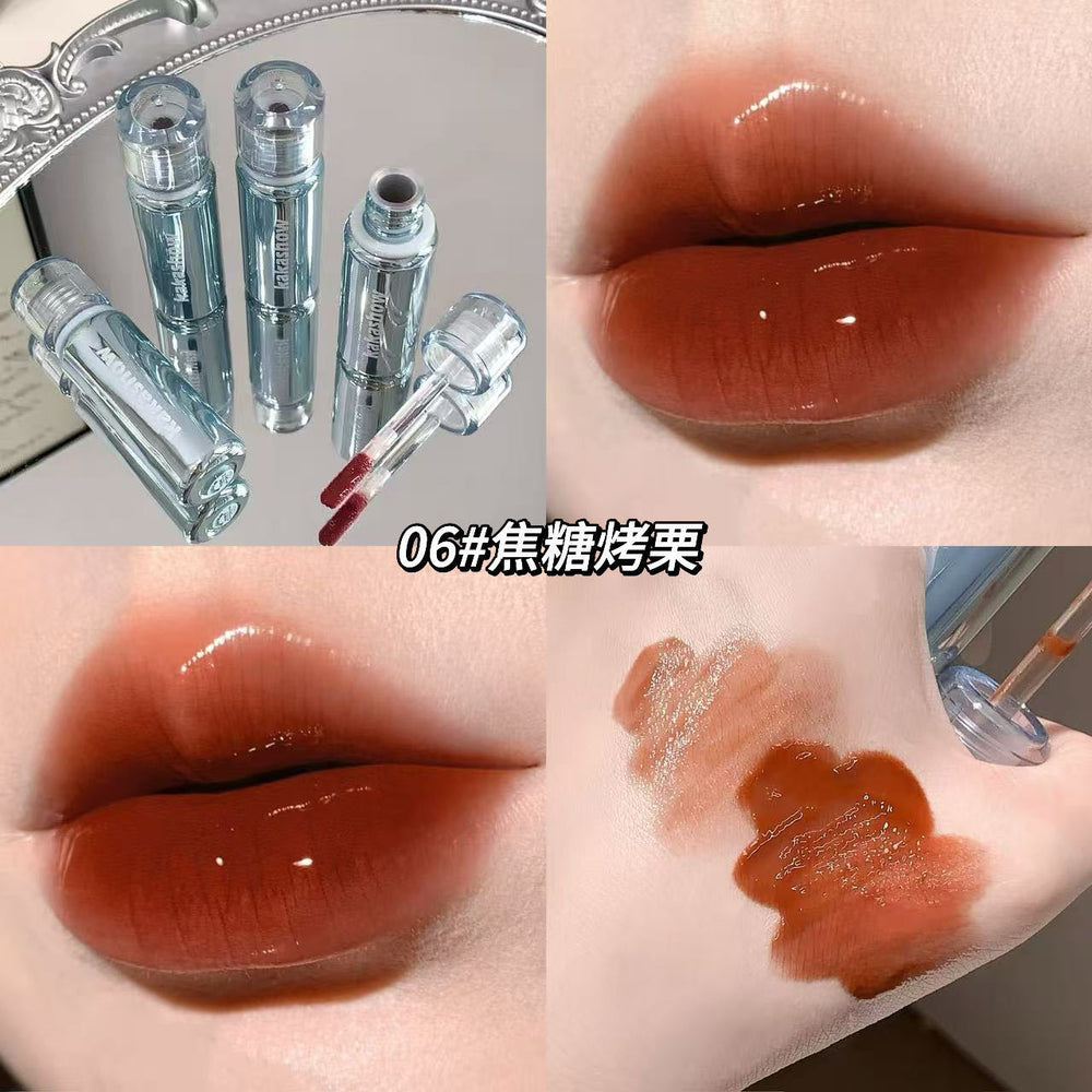Kakashow highlighting & locking lip glaze - dewy mirror finish, plump glass lips, light makeup, no-makeup look, affordable lipstick