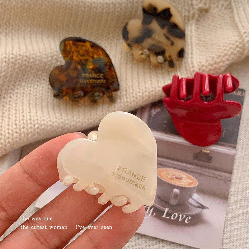 Korean dongdaemun exquisite small heart gripper shark clip classy cute acetic acid side clip small gripper hair clip