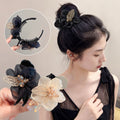 Bun head gripper headwear classy hair clip for women summercasualelegant flower mesh back of head hair clip