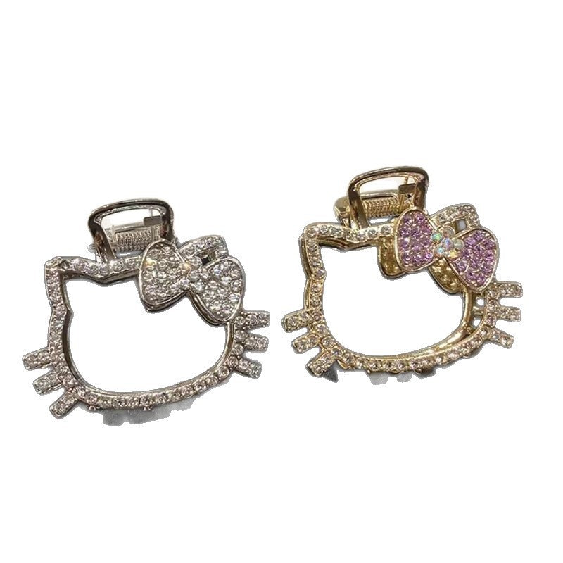 Girly heart diamond kt cat metal clip back head hair shark clip k-style half-tied hair cat hair clip headwear