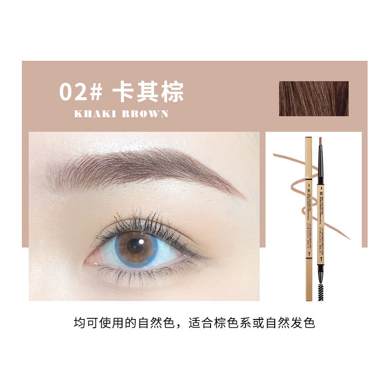 Makeup xixi small golden chopsticks double-ended eyebrow pencil extremely small triangle roots clear wild eyebrows waterproof anti-sweat and non-smudge